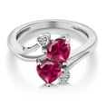 thumbnail image 3 of Gem Stone King 925 Sterling Silver Red Created Ruby and White Lab Grown Diamond Ring for Women (1.95 Cttw, Heart Shape 6MM, Gemstone July Birthstone, Available in Size 5, 6, 7, 8, 9), 3 of 6