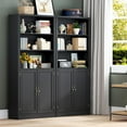 thumbnail image 7 of FANRAL 70.1" Tall Bookshelf with Enclosed Cabinet, 5-Tier Freestanding Storage Organizer with Adjustable Shelves and Metal Hardware, Modern Display for Home Office Living Room,Black Bookcase, 7 of 7