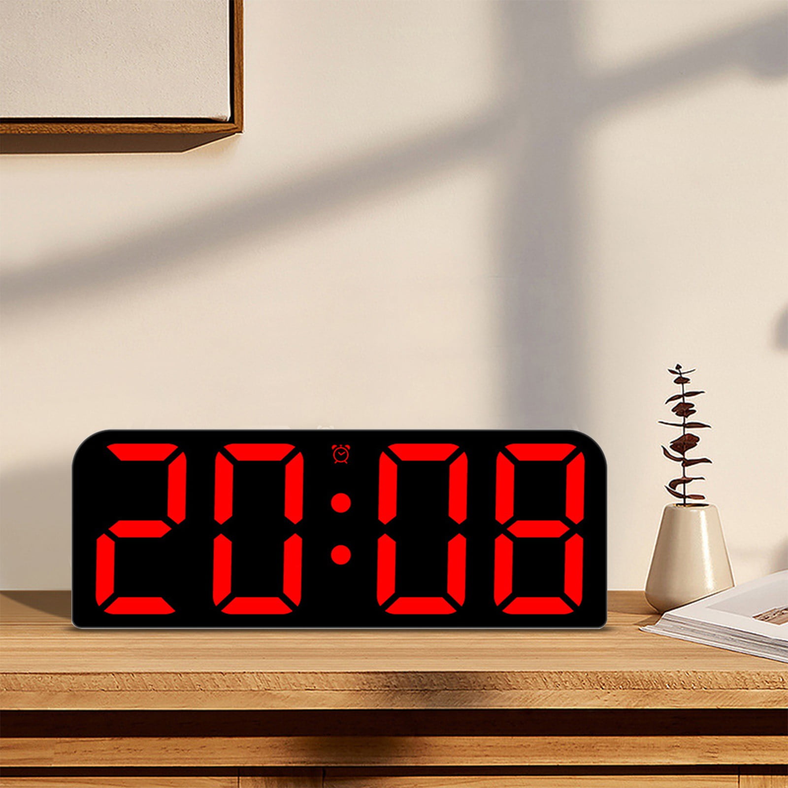 Qiopertar Large Digital Wall Clock with Temperature Humidity Display, 3 Modes 12 / 24 H Electronic LED Alarm Qiopertar Large Digital Wall Clock with Temperature Humidity Display, 3 Modes 12 / 24 H Electronic