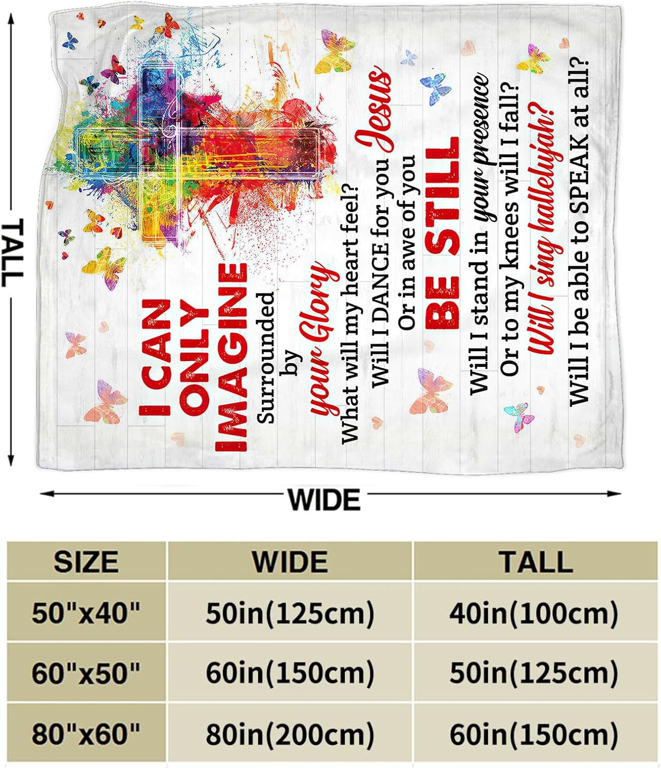 Christian Blanket Gifts Soft Warm Plush Religious Christ Cross Throw Blanket Flannel Fleece Fuzzy Scripture I Can Only Imagine Blanket for Kids Adults Prayer Bed Couch Living Room Decor 50"X40"