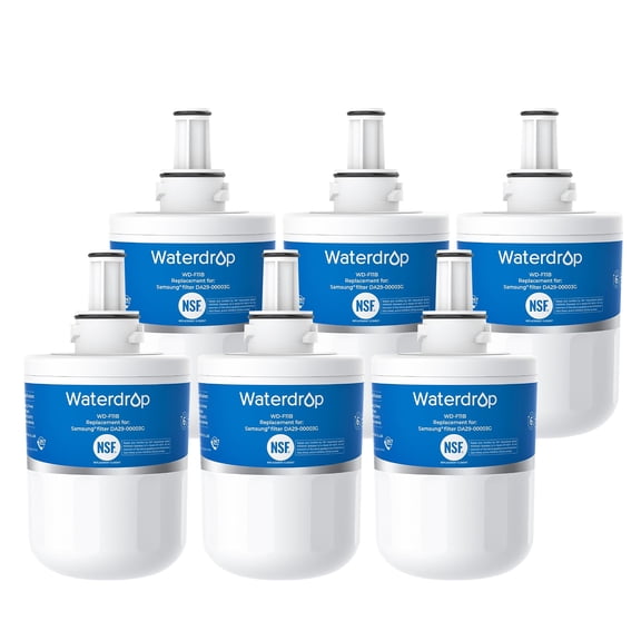 Waterdrop DA29-00003G Refrigerator Water Filter, Replacement for Samsung DA29-00003G, DA29-00003B, DA29-00003A, Aqua-Pure Plus, HAFCU1, RFG237AARS, FMS-1, RS22HDHPNSR, RSG257AARS, WSS-1, 6 Filters