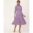 thumbnail image 3 of Moomaya Solid Tiered Dress For Women, Cotton Dress With Collar, 3 of 8