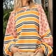 thumbnail image 5 of Sudadera con Cuello Redondo y Estampado Floral A Rayas con Bloques de Color para Mujer, Estilo Y2K Color Naranja M, 5 of 8