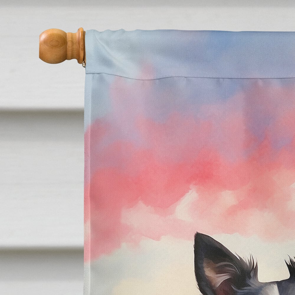 Border Collie Two Hearts House Flag 28 in x 40 in