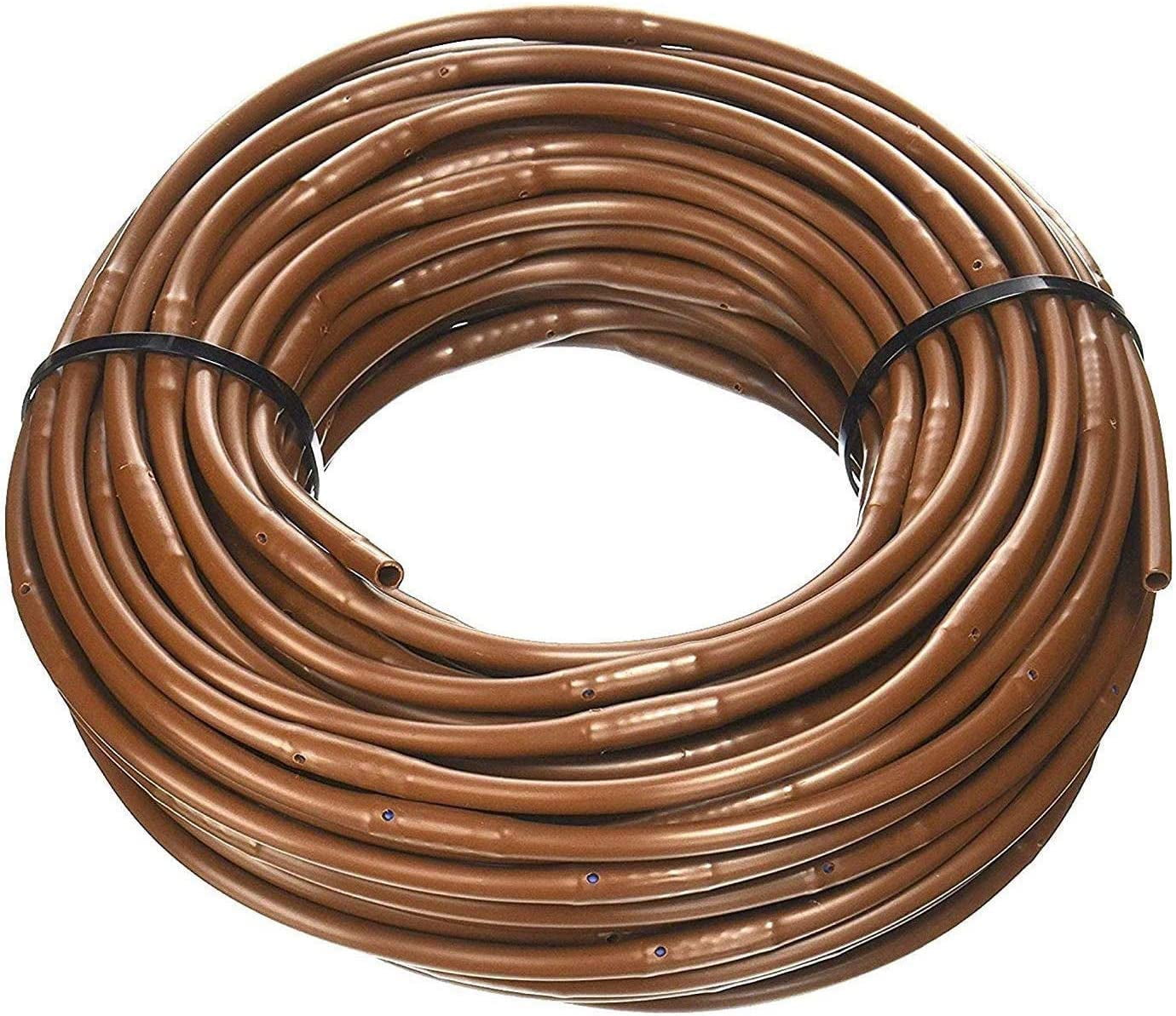 (50' ft Roll) - USA Made - 1/4-Inch x Irrigation/Hydroponics Dripline with 6-Inch Emitter Spacing (Brown)