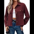 thumbnail image 3 of Chaquetas de con Botones para Mujer, Camisetas de Larga, Tendencia 2025 Vino Tinto M, 3 of 8