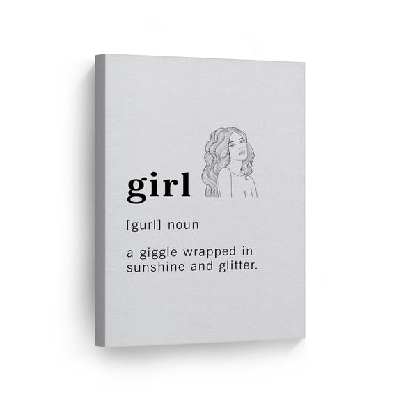 Smile Art Design Funny Noun Dictionary Definition of Girl Canvas Print Inspirational Quote Sign Office Living Room Bedroom Bathroom Wall Decor Wall Art Home Decor Made in USA 40x30