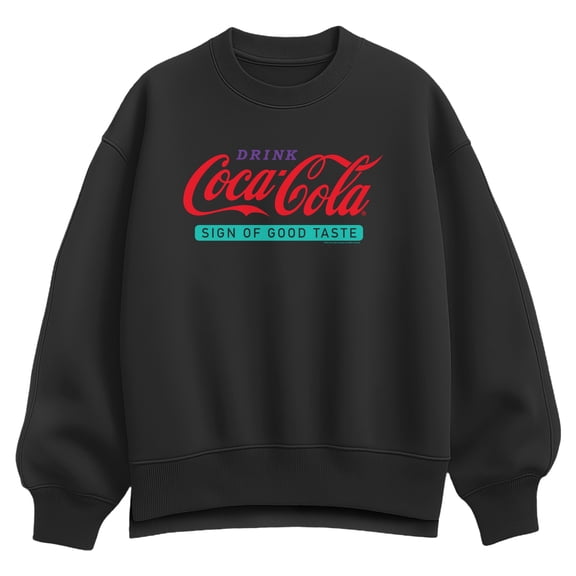 Coca-Cola - Drink Coke Logo - Ladies Oversized Fleece Crew Sweatshirt
