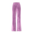 thumbnail image 5 of Lenpel Women's Velvet Yoga Pants Vintage High Waisted Drawstring Straight Leg Workout Lounge Pants Velour Casual Trousers(Pink,3X-Large), 5 of 7