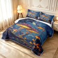 thumbnail image 3 of Homewish Lovely Glowing Mushrooms Quilt King,Woodland Fungus Plant King Coverlet Set,Navy Blue Reversible,3-Piece, 3 of 7