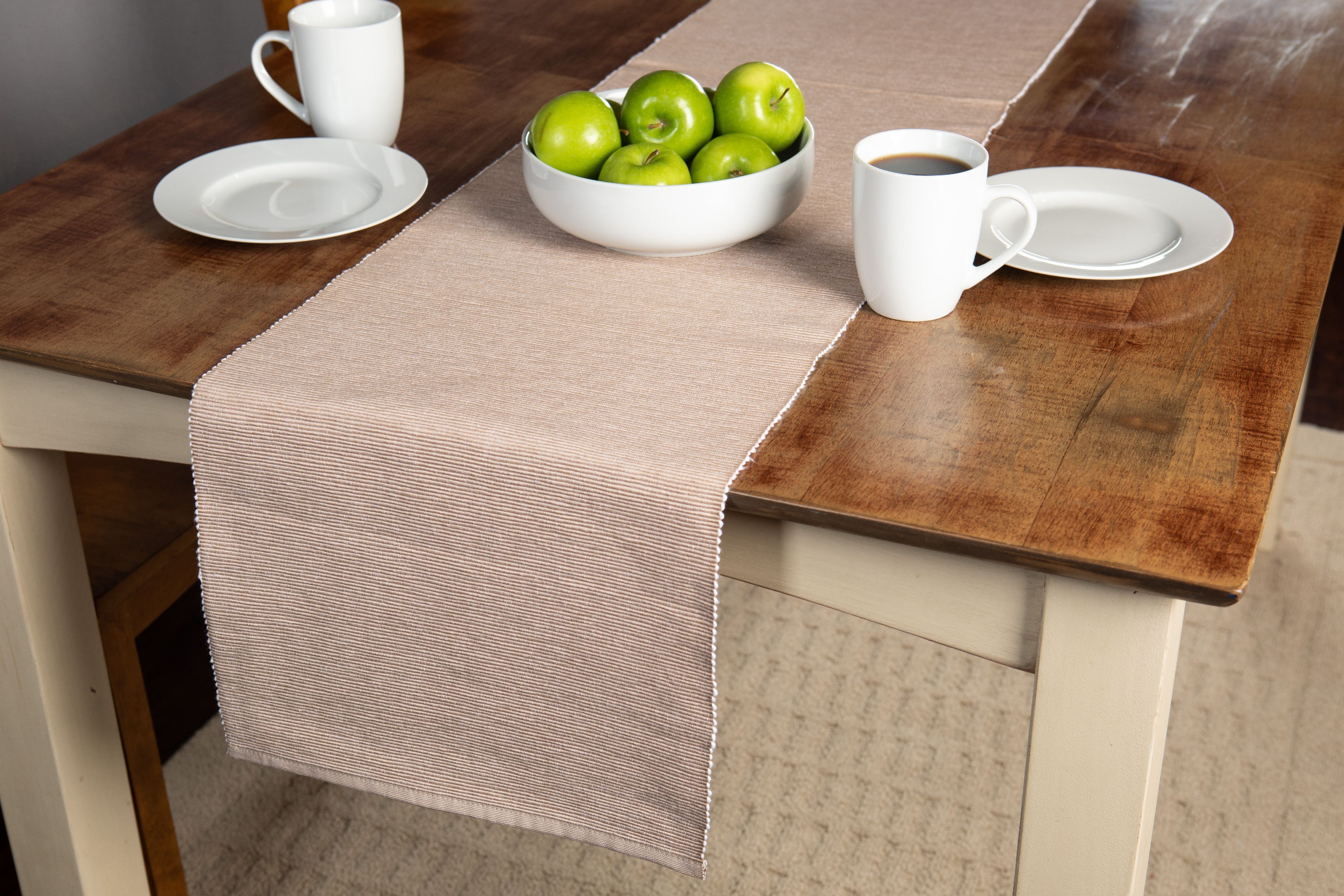 Mainstays Ribbed Chambray Table Runner, 13 in x 72 in, Cotton Polyester Blend, Tan, 1 Piece