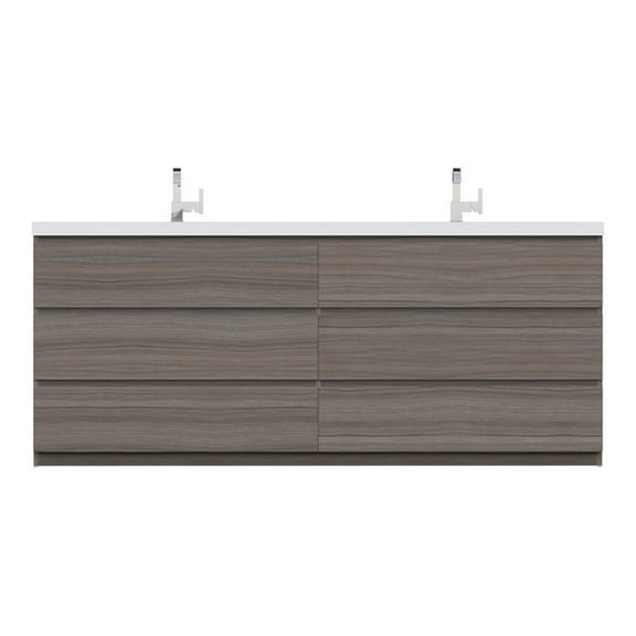 Alya Bath Paterno 84" Modern Wood Freestanding Bathroom Vanity in Gray