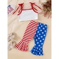 thumbnail image 5 of Musuos Toddler Girl Summer Outfit 6 12 18 24M 3 4Y Cow Head Tie-Up Spaghetti Strap Tank Tops and Flare Pants 2Pcs Clothes Set, 5 of 10