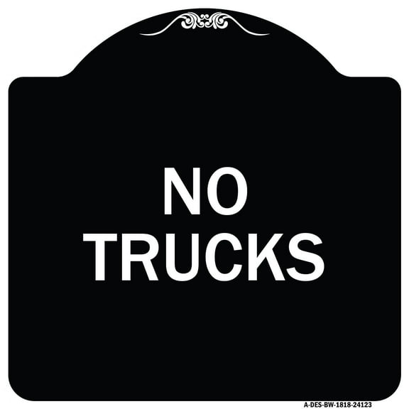SignMission Designer Series Sign - Driveway Sign No Trucks | Black & White 18" X 18" Heavy-Gauge Aluminum Architectural Sign | Protect Your Business & Municipality | Made in the USA