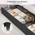 thumbnail image 4 of Plonmago Bunk Bed Full Over Full with Stairs, LED Lights Full Bunk Beds with 2 Storage Drawers & 6 Fabric Drawers, Metal Full Loft Beds with Safety 13.4" Guardrail, Space Saving, Black, 4 of 9