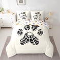 thumbnail image 2 of Feelyou Kawaii Dog Paw Bedding Comforter Set 7-Piece for Chilc, Spider Web Print King Bedding Sets, Cute Cartoon Halloween Reversible Bed Sheets, Breathable Home Decor, 2 of 7