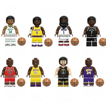 8 Pcs Basketball Mini Building Block Toy Set, All Star Collection Action Figures, Decoration Exquisite Birthday Gift Toys Boys Girls