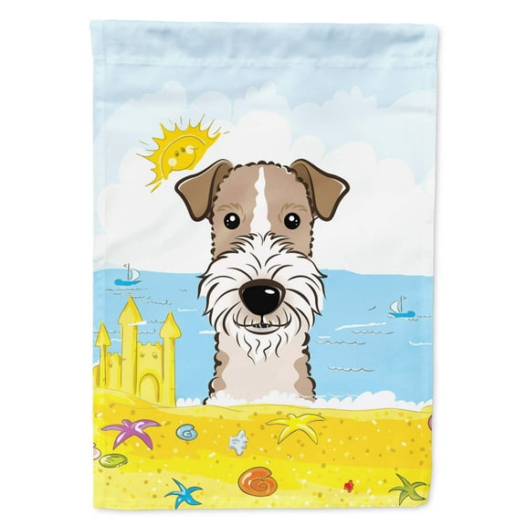 Caroline's Treasures BB2115GF Wire Haired Fox Terrier Summer Beach Flag Garden Size , Small, multicolor