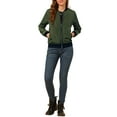 thumbnail image 5 of INSPIRE CHIC Women's Coat Casual Zip Up Bomber Jacket Windbreaker Outerwear with Pockets S Dark Green, 5 of 7