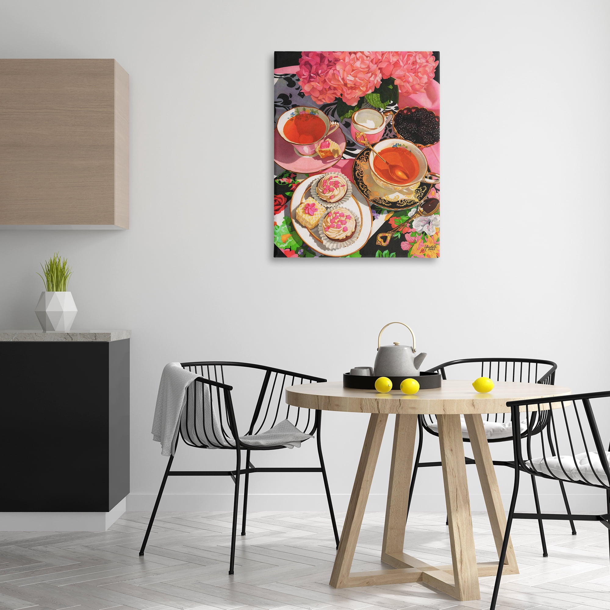 Stupell Industries Pink Hydrangea Tea Party Food & Beverage Painting Gallery Wrapped Canvas Art Print Wall Art, 30 x 40