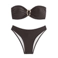 thumbnail image 1 of Womens Swimsuits Solid Color Strapless Backless Gathering Separate Bikini Coffee Women Bathing Suits M, 1 of 3