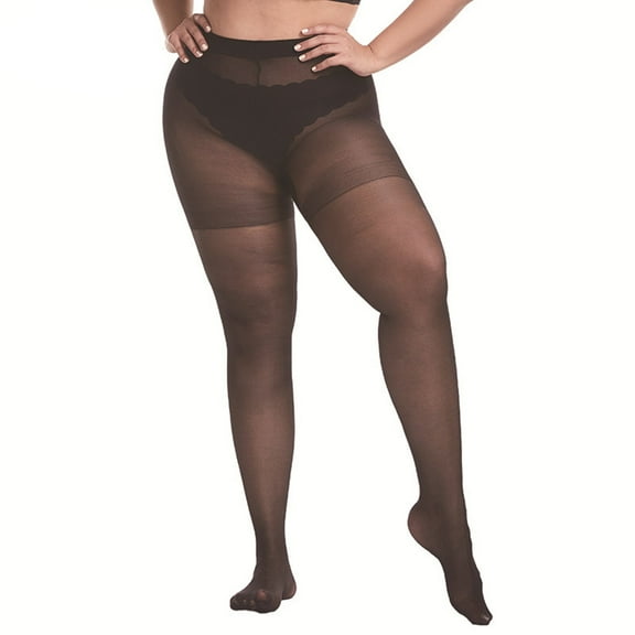 AARONANO Plus Size Pantyhose Hosiery for Women Sheer Stocking Black，2Pairs