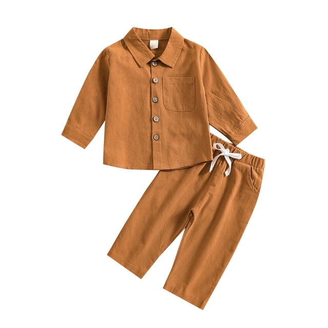 Gupgi 2 Pcs Chemise à Manches Courtes à Col Rabattu pour Garçons Tout-Petits + Shorts à Taille Élastique 0-4 Ans