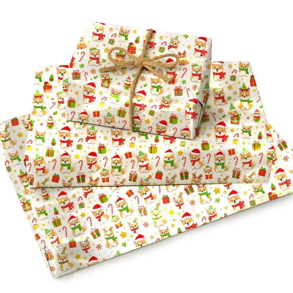 Akita Inu Christmas Wrapping Paper Rolls, Akita Inu Holiday Gift Wrapping Paper Merry Christmas