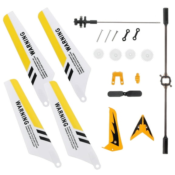 A Set of Replacement Spare Parts, Blades, Tail Decorations, Tail , Balance Bar, Connect Buckle, Inner Shaft for S107 /S107G RC Helicopter (Yellow)