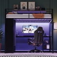 thumbnail image 3 of Ktaxon Queen Loft Bed with Wardrobe, Bunk Bed Frame with Desk and LED Light, Black, 3 of 7