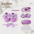 thumbnail image 3 of Newbron Baby Girls Mary Jane Shoes with Headband Soft Sole Anti-skidding Crown Bowknot Lace Princess Flats Infant Shower Wedding Dress Crib Shoes, 3 of 7