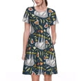 thumbnail image 1 of Bixox Robe d'Été à Manches Courtes pour Femmes Robe Ample Longueur Genou avec Poches-Mignonne Paresseux, 1 of 7