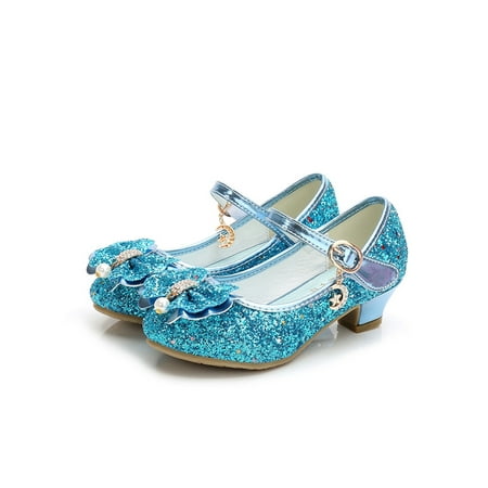 

Tenmix Girls Dress Shoes Bow Mary Jane Glitter Princess Shoe Sparkling Uniform Comfort Casual Blue 10C