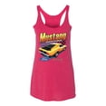 thumbnail image 2 of Wild Bobby Ford Yellow Mustang Horsepower Cars and Trucks Women Tri-Blend Racerback Tank Top, Shocking Pink, X-Large, 2 of 6