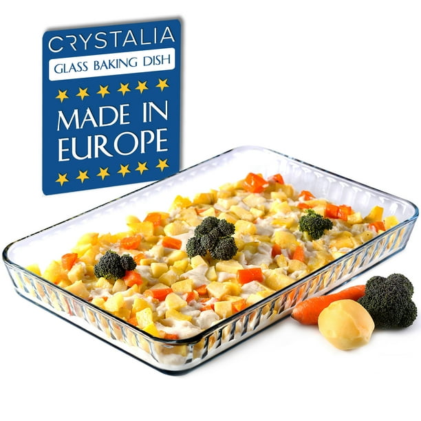Crystalia 16inx11in Glass Baking Dish for Oven, Casserole Dish