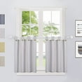thumbnail image 1 of ZACOO 27"W x 36"L Striped Farmhouse Small Window Curtains Tab Top with Coco Button Tab Top Curtain for Living Room Bathroom, Grey, 2 Panels, 1 of 7