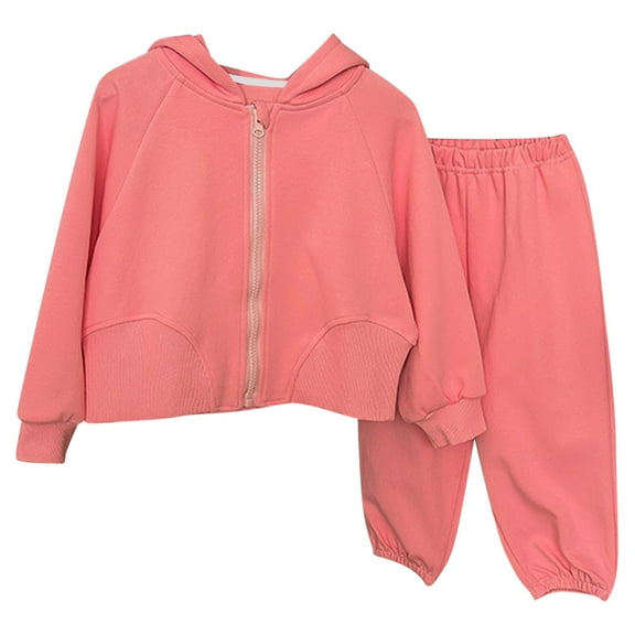 UAMVSH Boys Girls Sweatsuit 2 Piece Sets Fleece Full Zip Hoodie Sweatshirt and Sweatpants Solid Jogger Pants Set