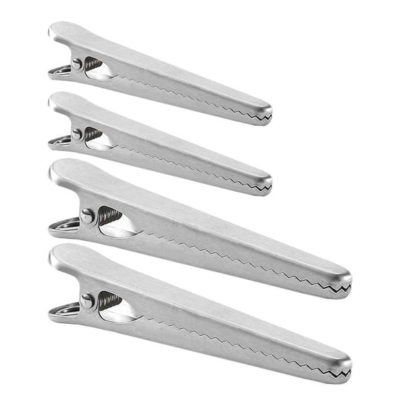 Dytern Sealing Clip 4pcs Fresh- Keeping Clamp Stainless Steel Alligator Clips Heavy Duty Jaw Sealing Clips Air Tight Seal Grip on Coffee Snack Bags,4.53"X0.98"X0.59"