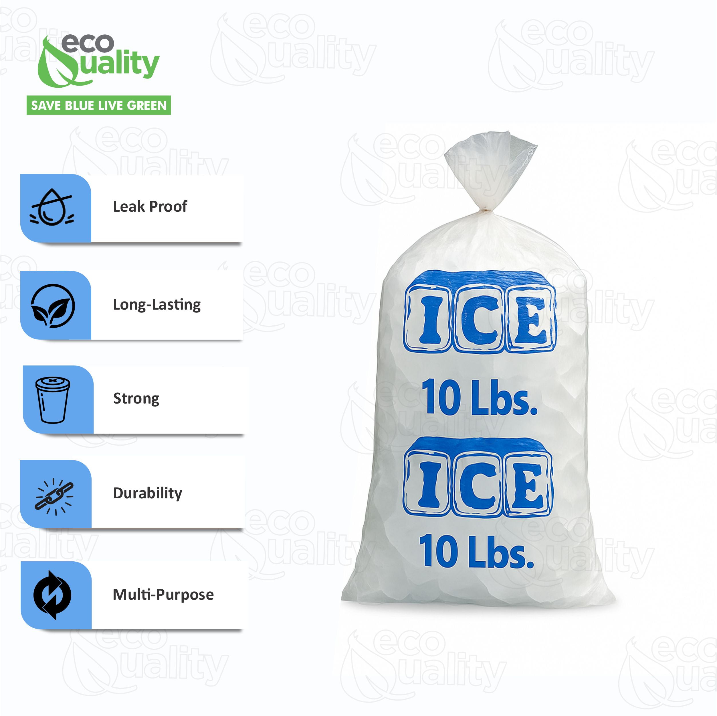 [150 Pack] 10 LB Clear Poly Ice Bags 11 in x 19 in x 1.5 mil - Durable and Heavy Duty Ice Bags Commercial Grade by EcoQuality