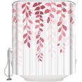 thumbnail image 2 of Waterproof Shower Curtain, Pink Ombre Botanical Polyester Fabric Bathroom Curtains with 12 Hooks, 72" W x 96" H, Watercolor Country Pastoral Leaf Quick-Drying Bathtub Curtain, 2 of 6