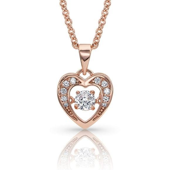 Montana Silversmiths Women's Let's Dance A Little Rose Gold Heart Necklace Silver One Size