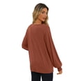 thumbnail image 3 of WBQ Womens Long Sleeve Tops Crew Neck Casual Pleated T Shirts Fashion Dressy Tunic Blouses, 3 of 7