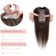 thumbnail image 5 of MY-LADY 100% Remy Human Hair Women Topper Hair Toppers Silk Base Hair Pieces Clip In Hair Topper with 3D Air Bangs 17 Colors 10inch #02 Dark Brown, 5 of 8