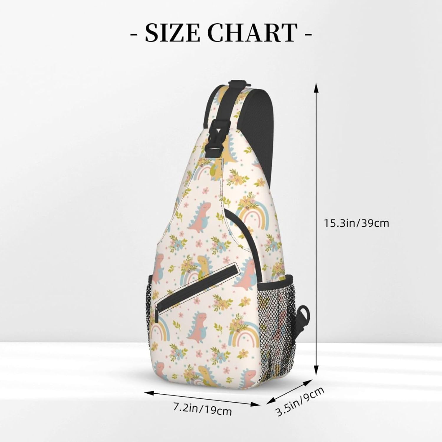 Dino Dreams Boho Rainbows Flower Sling Bag Crossbody Hiking Travel Chest Bags Backpack Shoulder Daypack for Women Men