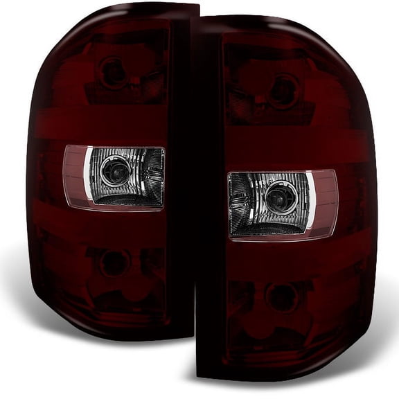 AKKON - For 07-14 Chevy Silverado Pickup Truck Rear Dark Red Tail Lights Brake Lamps Replacement Pair Left   Right