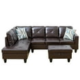 thumbnail image 4 of Sectional Couch, L Shaped Couch with Storage Ottoman, Leather Sofas for Living Room Apartment, Modern 3 Piece Sofa Set, Left Chaise, Brown, 4 of 5