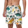 thumbnail image 2 of Uemuo Dinosaurs and Tropical Leaves Pattern Mens Swim Trunks Quick Dry Board Shorts with Mesh Lining, Stretch Beach Shorts Quick Dry No-Chafing Board Shorts-Medium, 2 of 9