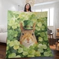 thumbnail image 2 of Happy Squirrel Welcome St Patrick's Day Lucky Shamrocks Clover Quilt Blanket Pet Small Animal Lover Cozy Comforter Throw Blanket - 22001, 2 of 5