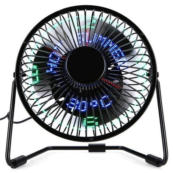 Matsuzay Nuevo superventas USB LED reloj Mini ventilador con pantalla de temperatura en tiempo Real escritorio 360 ventiladores de refrigeración para el Electrodomésticos Matsuzay HA022485-00