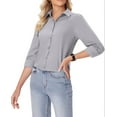 thumbnail image 4 of Siliteelon Button Down Shirts for Women Long Sleeve Shirts Wrinkle Free Formal Work Office Blouses Tops Dress Shirts Regular Fit Light gray, 4 of 7